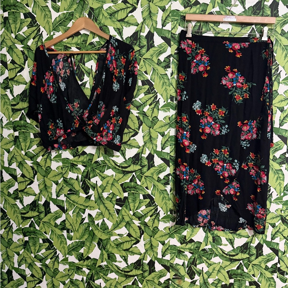 Floral Black Skirt